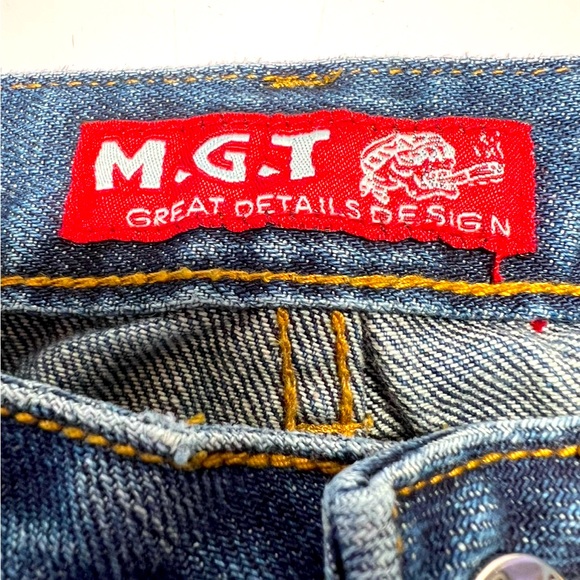 Vintage Moguitou MGT fashion brand distressed Embroidered Straight Low Rise 28 - Picture 5 of 9